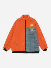 Sherpa-Mantel mit Denim-Einsätzen